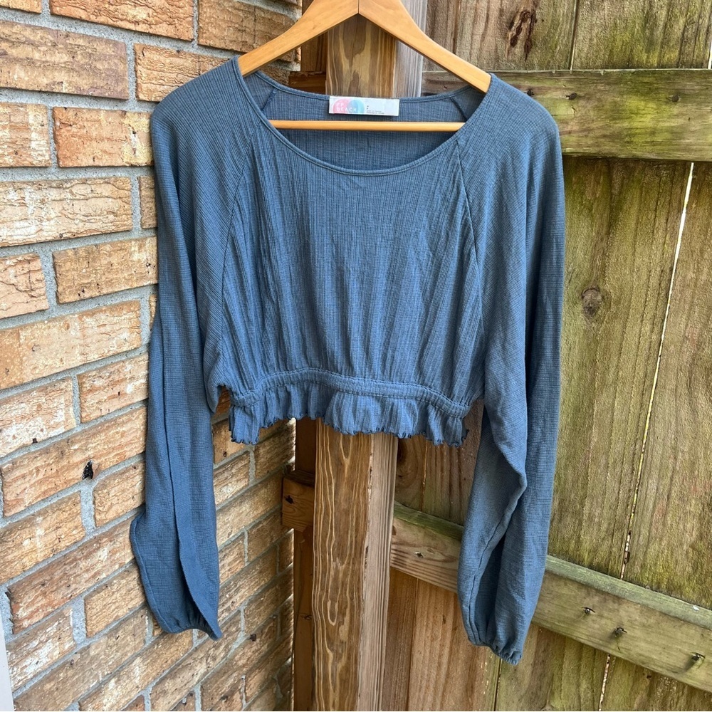 FP Beach Blue Long Sleeve Crop Top